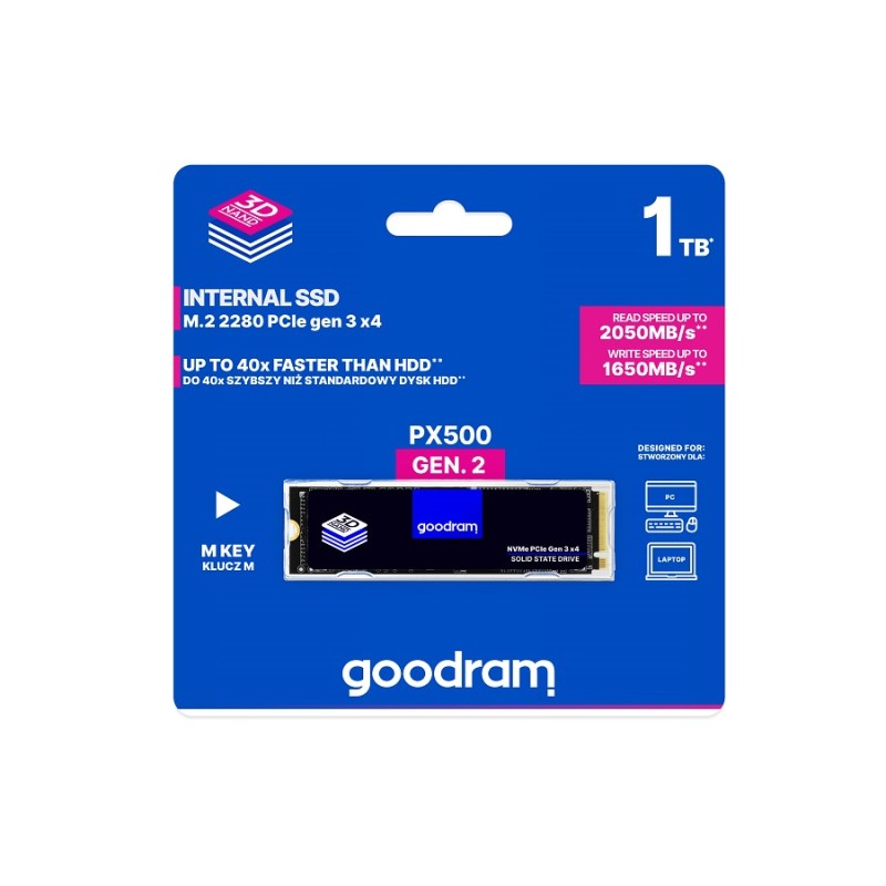 DYSK SSD GOODRAM M.2 1TB 2280 PX500 G2 NVMe Gen3x4 2050/1650MBs