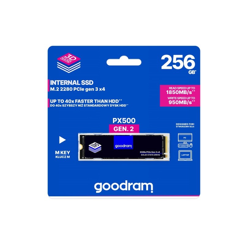 DYSK SSD GOODRAM M.2 256GB 2280 PX500 G2 NVMe Gen3x4 1850/950MBs