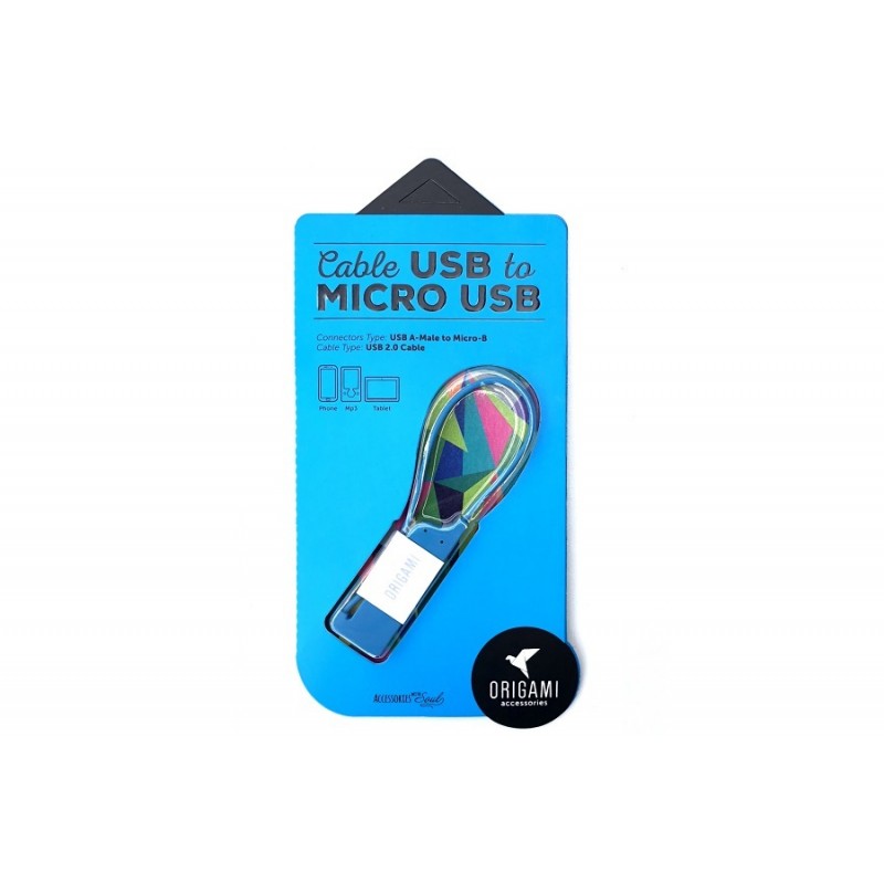 KABEL LARK USB-A(M)- micro USB-B(M) 0.18M ORIGAMI BLUE