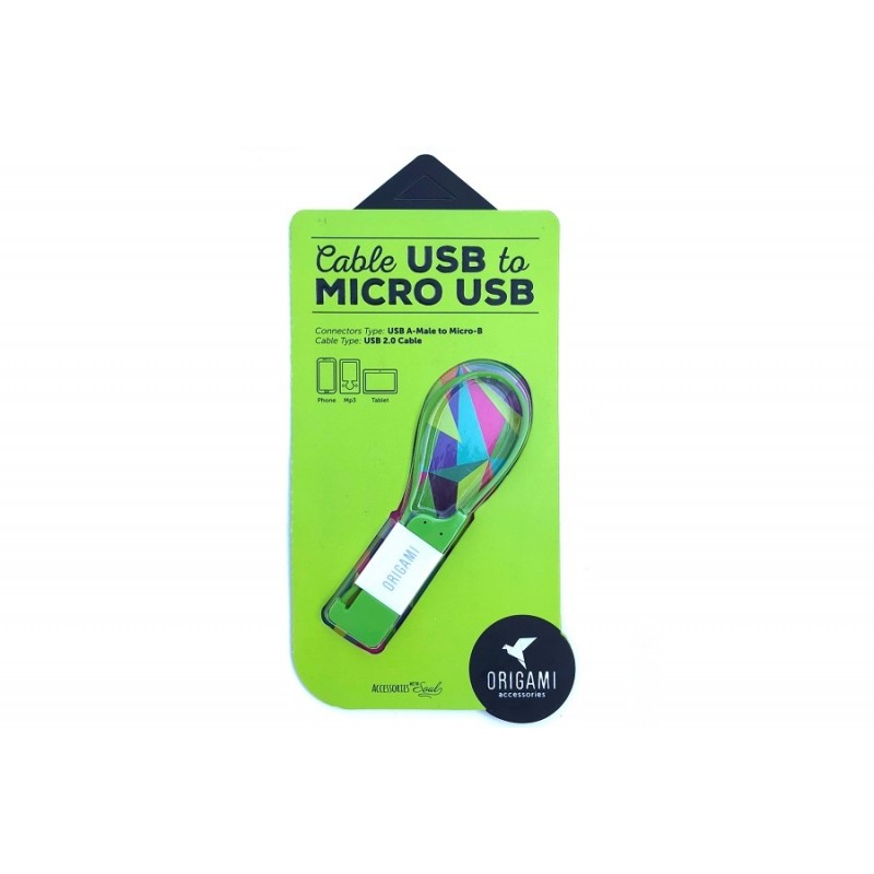 KABEL LARK USB-A(M)- micro USB-B(M) 0.18M ORIGAMI GREEN